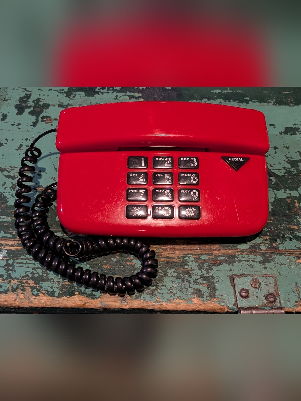 Vintage 80s Telemax Sleek Red Push Button Landline Telephone - Very Cool!